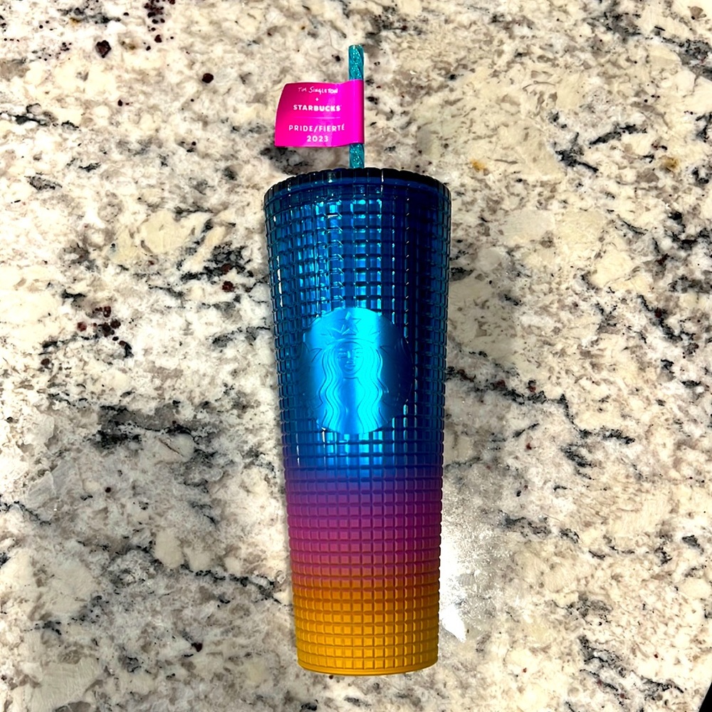 🏳️‍🌈Starbucks🏳️‍🌈Tim Singleton Pride 24oz Gridded Cold Cup.  NWT.